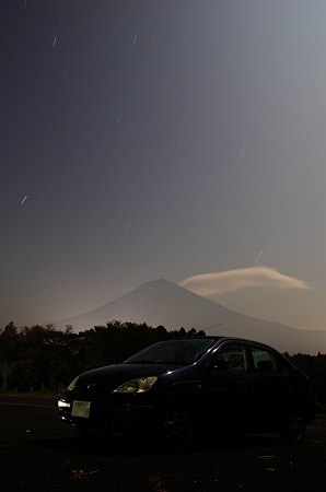 愛車と富士山